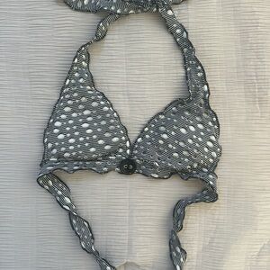 BECCA Black and White Halter Bikini Top